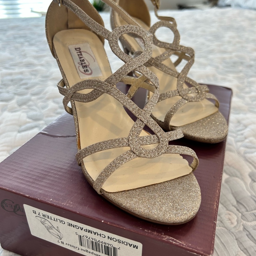 Champagne Glitter Strappy Heels
